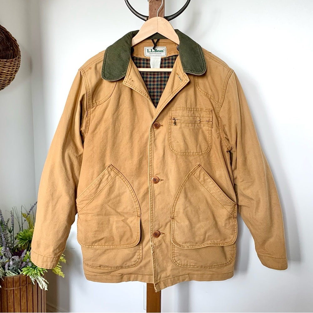 Vintage LL Bean Field Coat Barn Jacket & Primaloft Liner Tan Brown USA - Picture 11 of 16